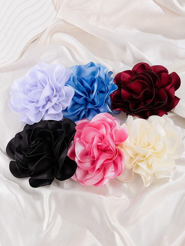 Broche en forme de fleur, couleur unie