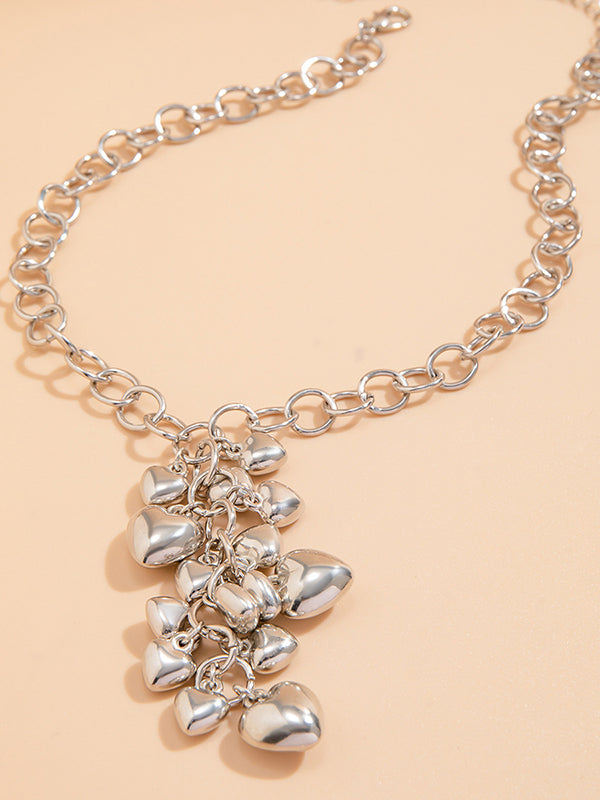 Collier géométrique à chaîne, en forme de cœur