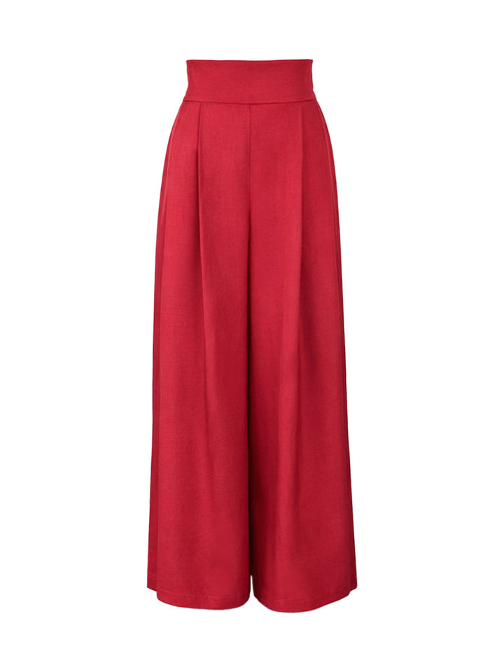 Jupe plissée à taille élastique, taille haute, à ourlet ample, à poches, à fermeture éclair, couleur unie