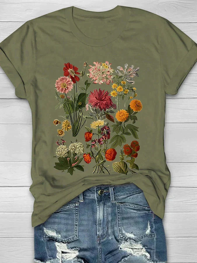Lorelei - T-shirt Femme Imprimé Fleurs Vintage