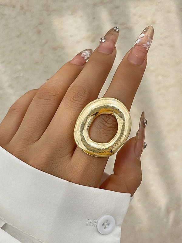 Bague géométrique ajourée normcore, couleur unie