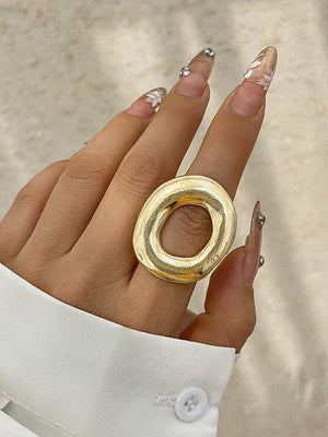 Bague géométrique ajourée normcore, couleur unie
