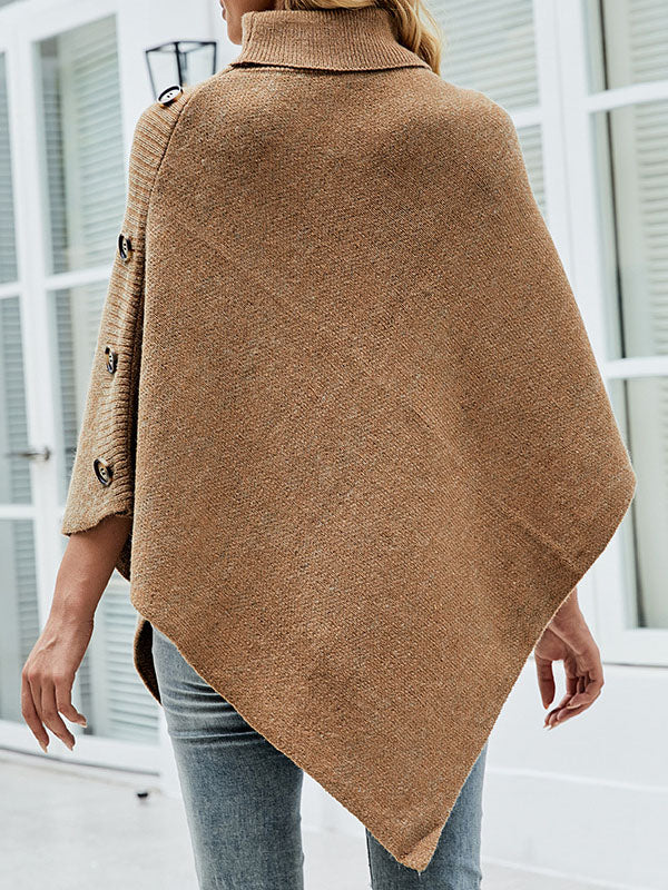 Cape pull décontractée à col haut, 7 couleurs