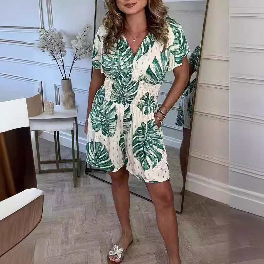 Kiara - Combinaison courte avec motif tropical