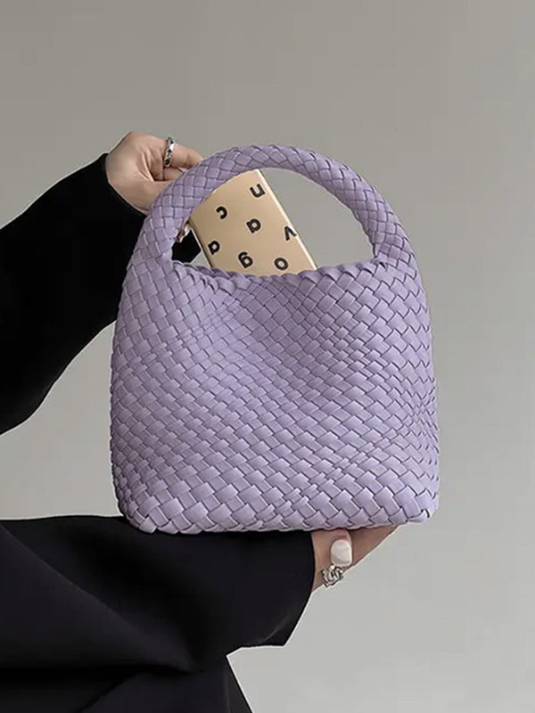 Sac à main tressé couleur unie