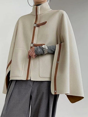 Veste ample à manches longues, à boucle, à col haut