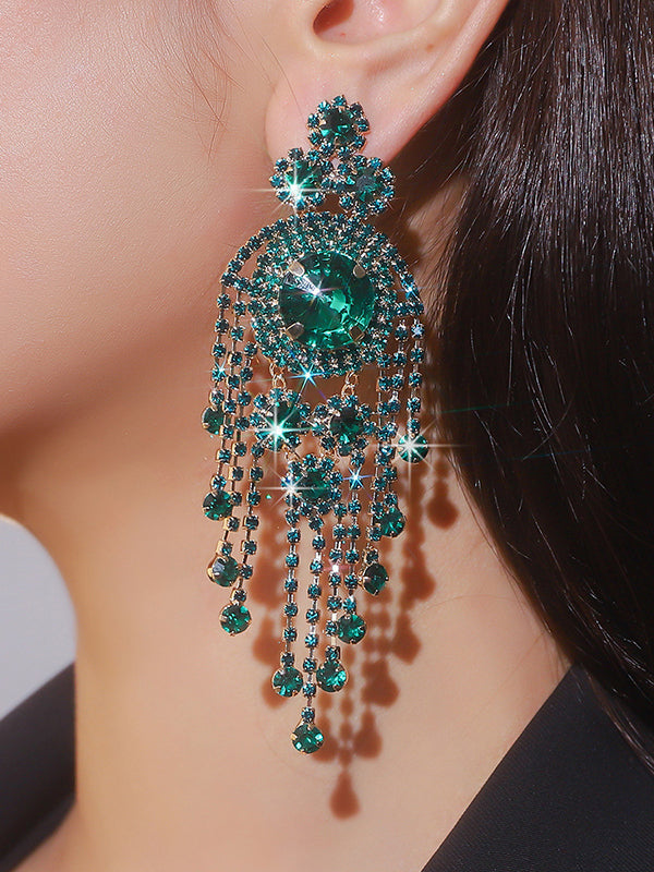 Boucles d'oreilles pendantes géométriques à pompons