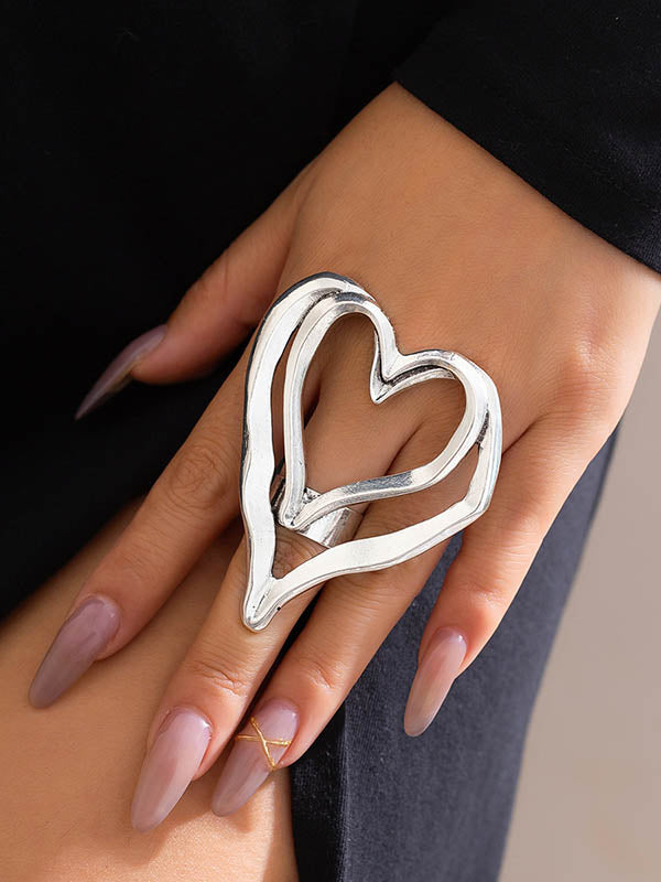 Bague en forme de cœur, couleur unie