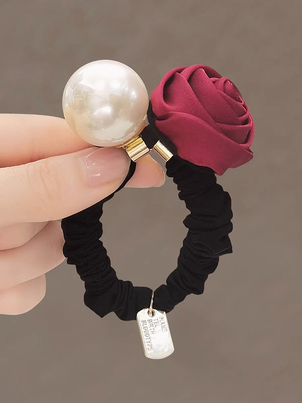 Perles élastiques en forme de fleur plissées et brillantes, accessoires pour cheveux, élastique pour queue de cheval