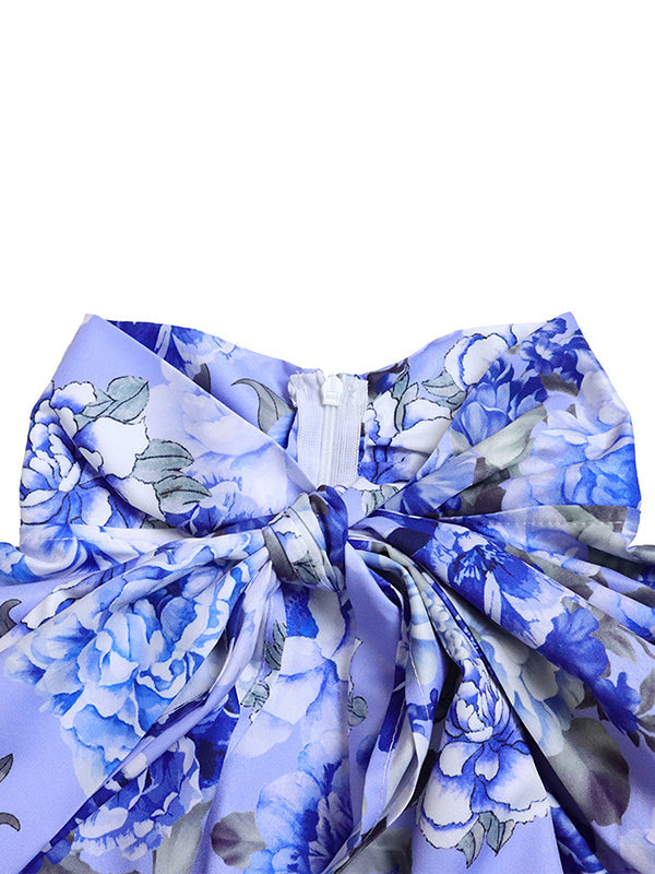 Ensemble deux pièces fendu dans le dos à manches longues, à imprimé floral, couleur unie – chemisier + jupe