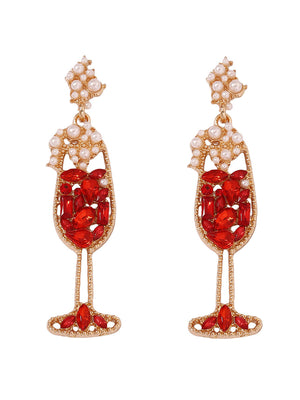 Accessoires de boucles d'oreilles en verre de vin brillant