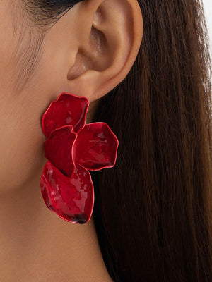 Boucles d'oreilles à coupe irrégulière, à imprimé floral