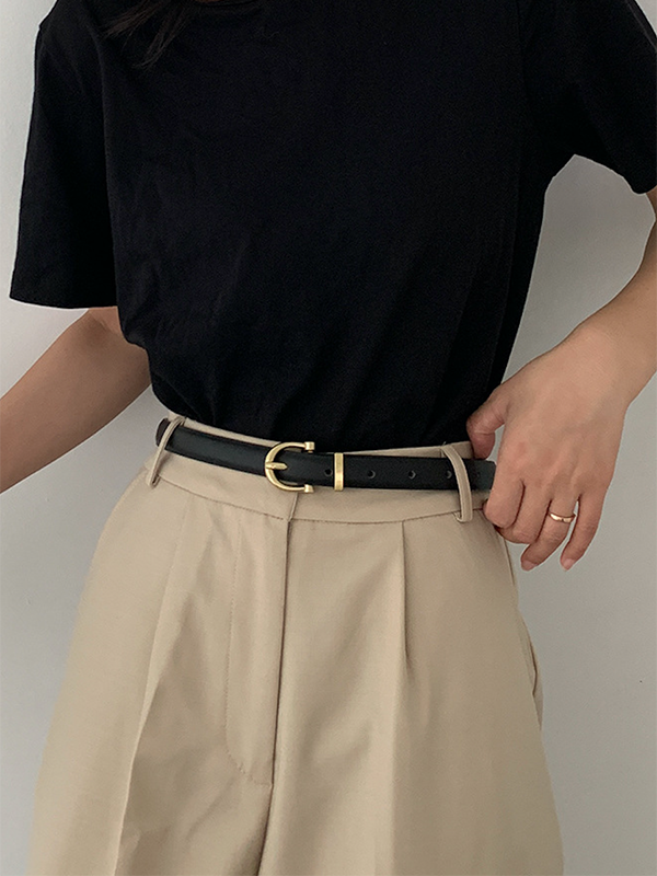 Ceinture à boucle, à empiècements, couleur contrastée
