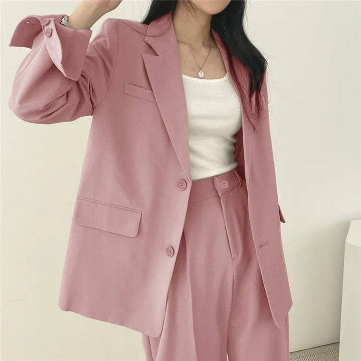 Costume Pantalon Femme Coupe Loose Blazer Baggy