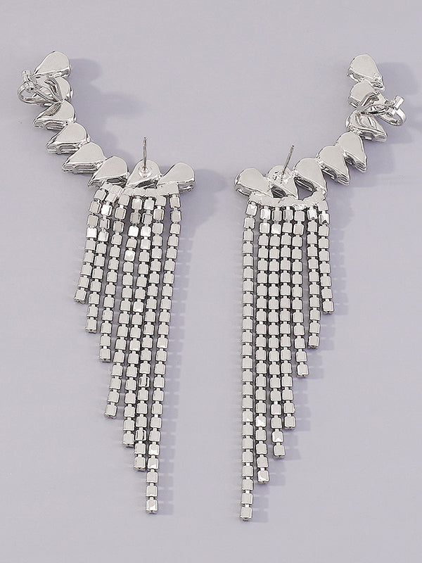 Boucles d'oreilles pendantes géométriques à strass, à pompons