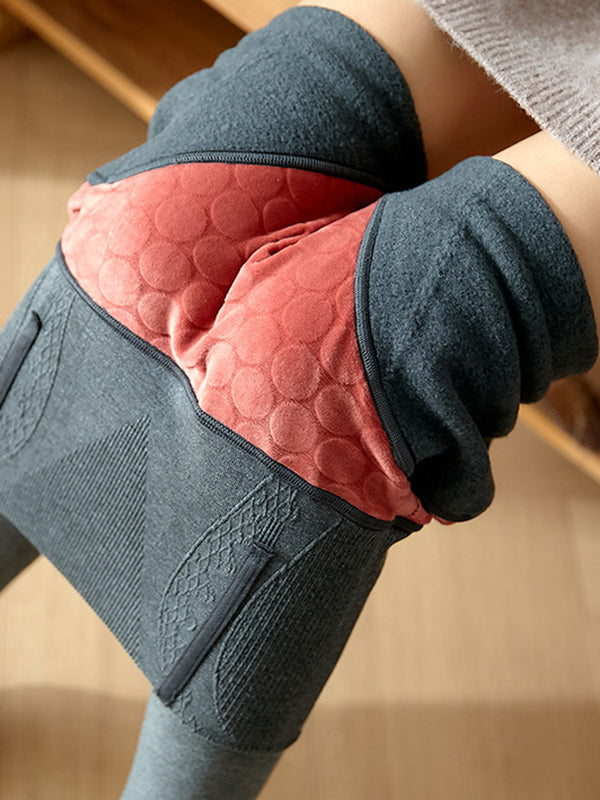 Pantalon thermique décontracté en velours à jambes fines, garde au chaud, couleur unie