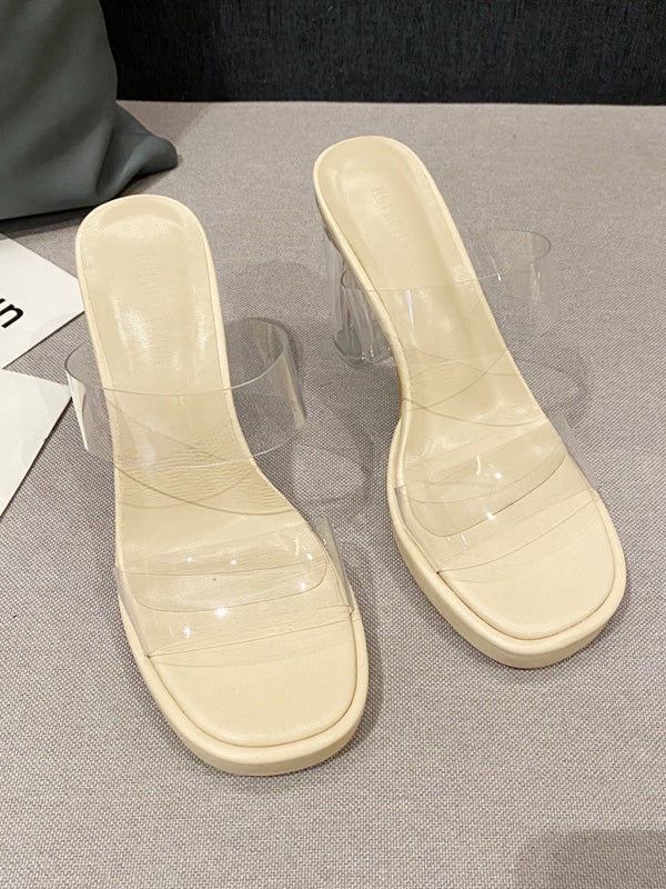 Sandales à plateforme transparentes à bout ouvert