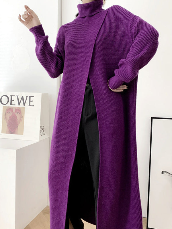 Robe ample fendue devant couleur unie