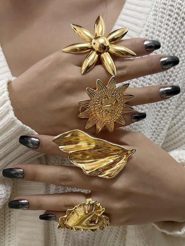 Bague géométrique en forme de fleur