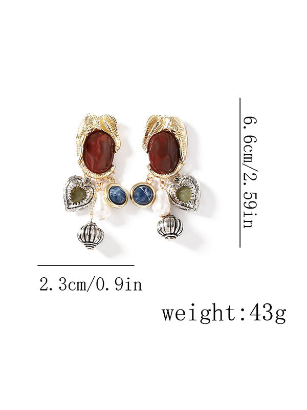 Boucles d'oreilles brillantes à coupe irrégulière, en forme d'animal, en forme de cœur