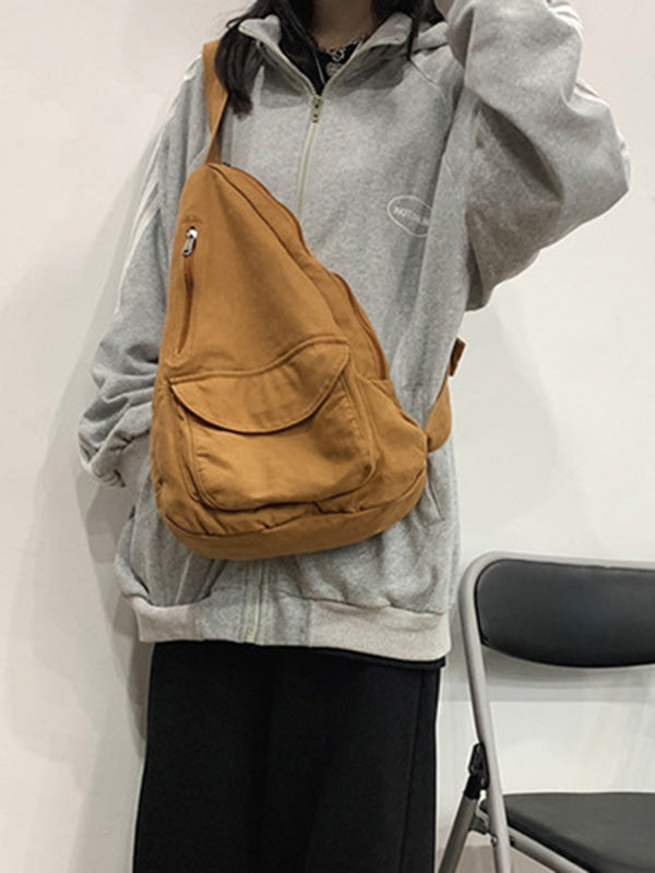 Sac décontracté à fermeture éclair, couleur unie