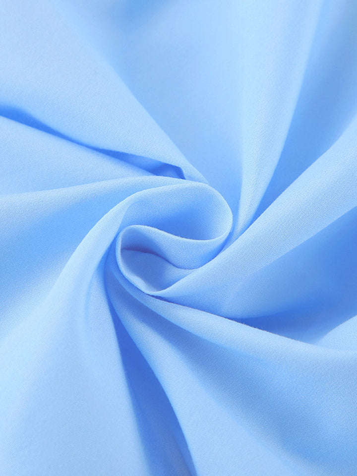 Robes courtes chemise à manches longues, ample, boutonnée, couleur unie, joint torsadé, revers torsadé