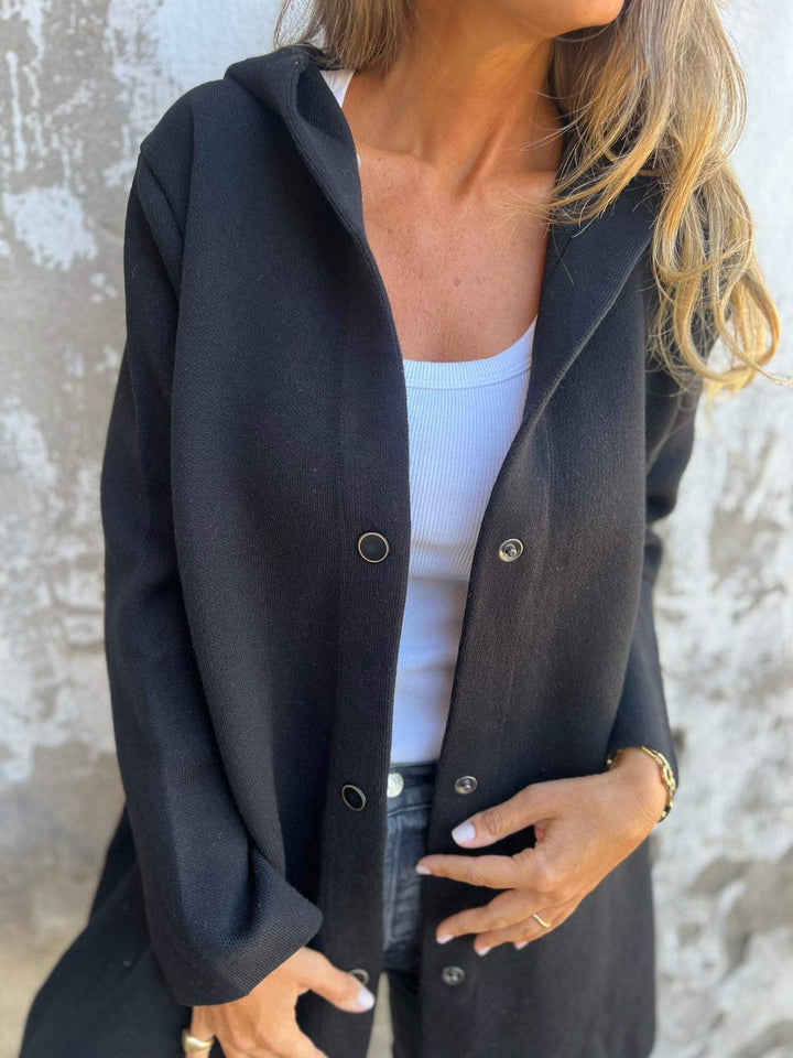 Élégante et confortable veste en tricot d'automne avec capuche pour femmes