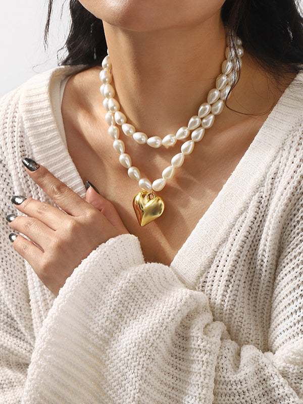 Collier à double rang, en forme de cœur