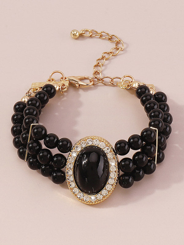 Bracelet réglable géométrique à chaîne, à strass