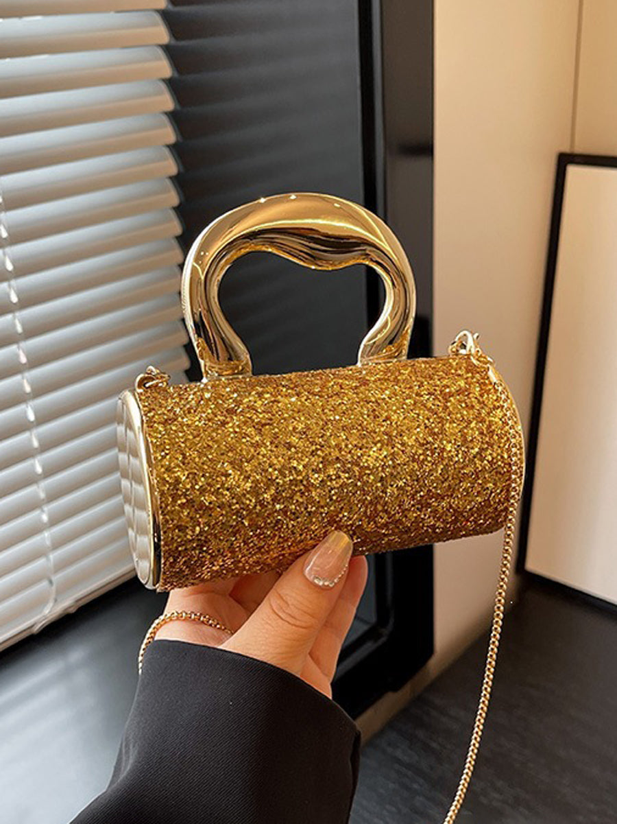 Sac à main bandoulière brillant géométrique à chaîne