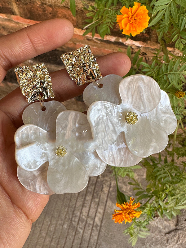 Boucles d'oreilles pendantes en forme de fleur