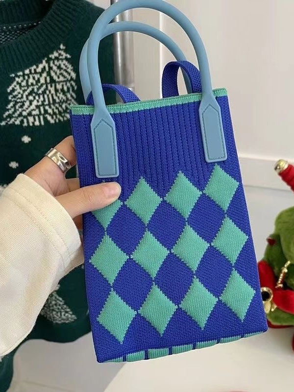 Sac à main à motif pied-de-poule, à empiècements
