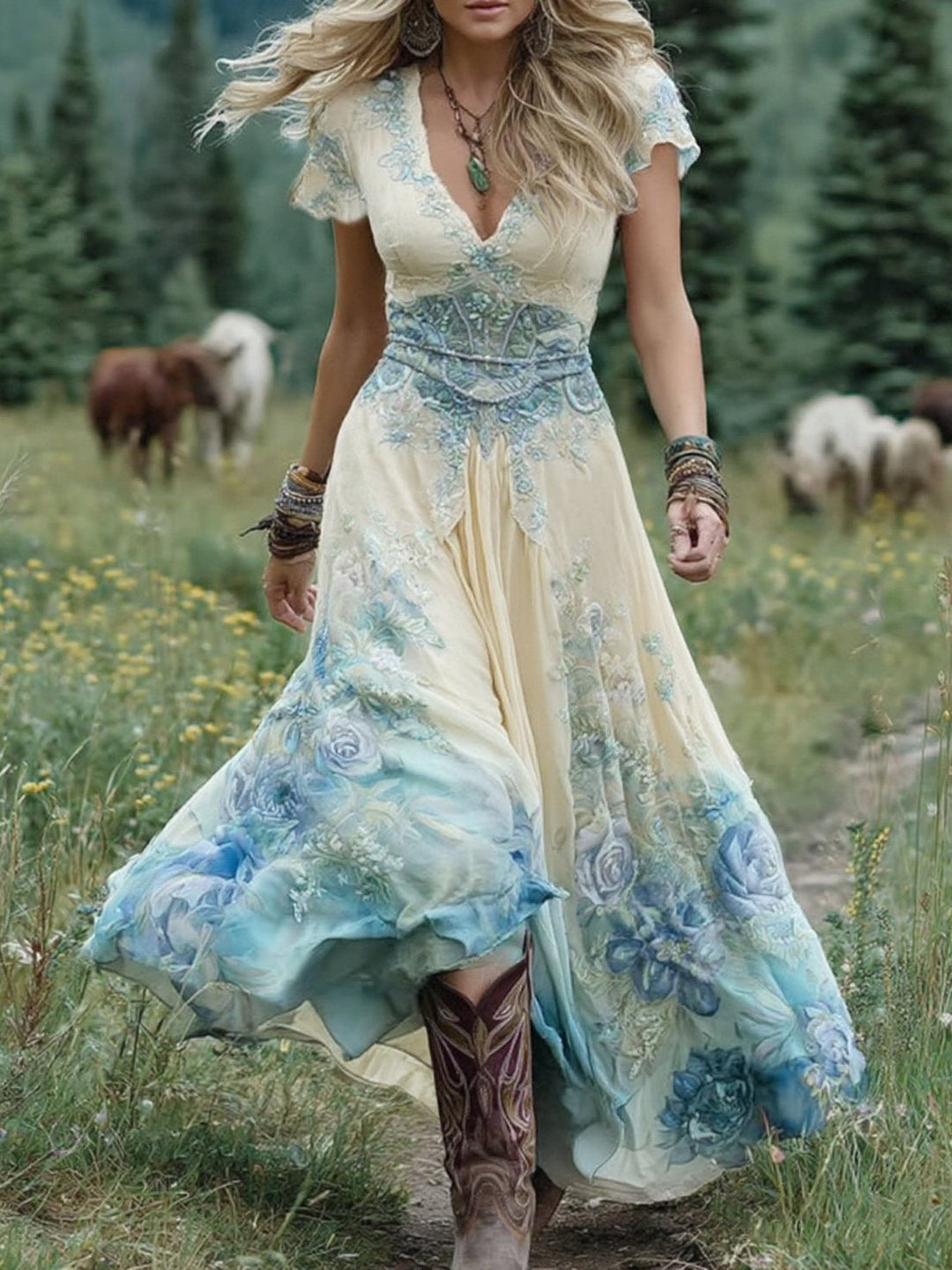 Anna | Robe maxi femme colorée, élégante et à la mode
