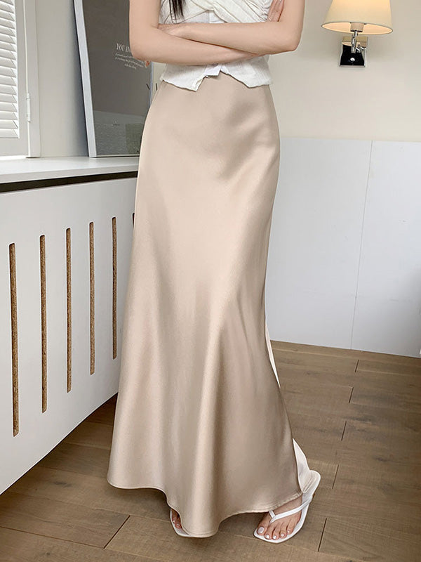 Jupe coupe sirène, à taille élastique, couleur unie
