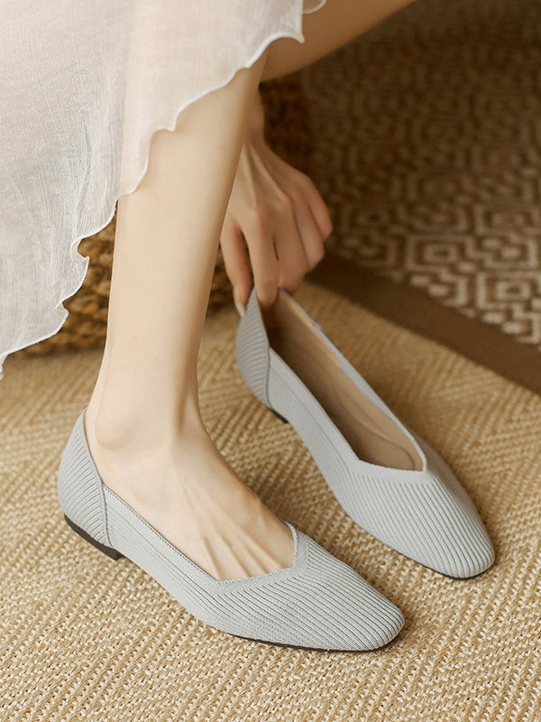Chaussures à bout carré, couleur unie