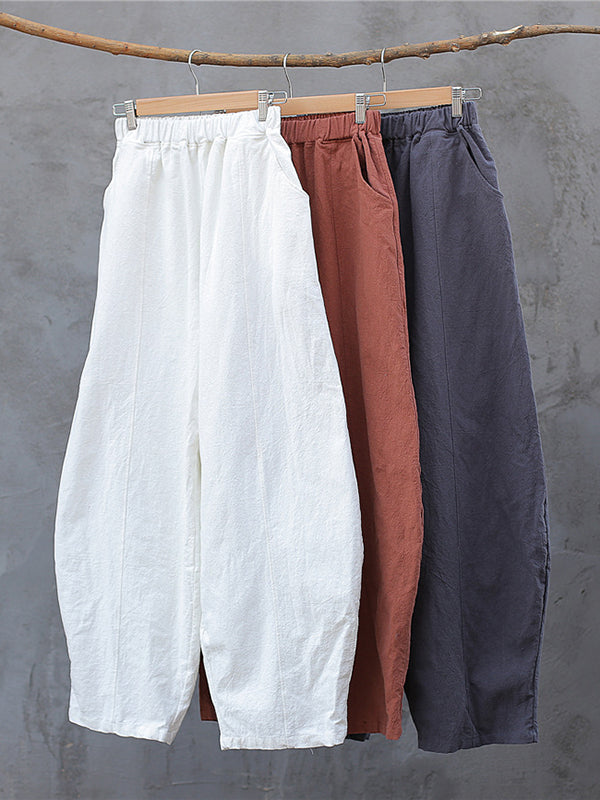 Pantalon simple taille haute, à jambes larges, couleur unie