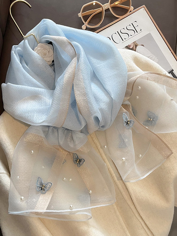 Écharpe garde au chaud en perles appliquées en forme de papillon