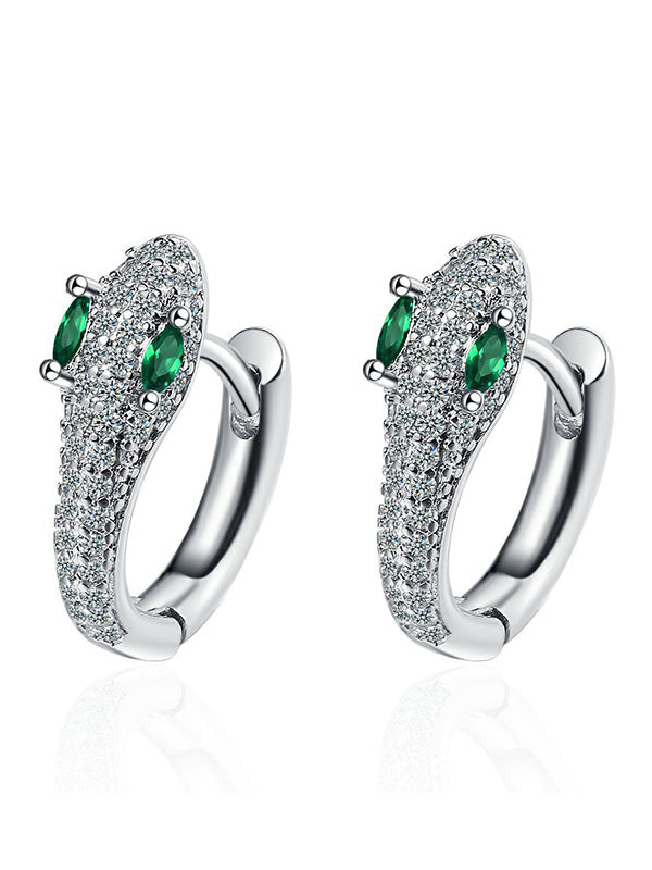Boucles d'oreilles à strass, en forme de serpent