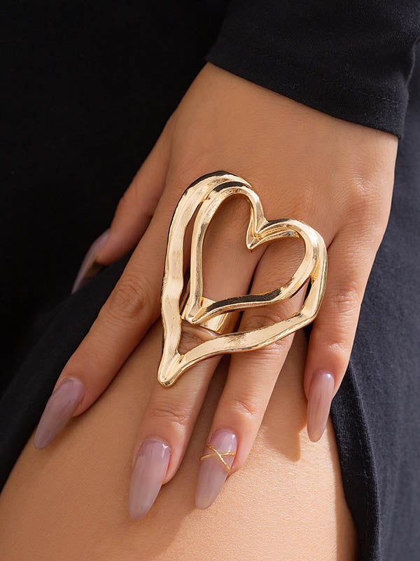 Bague en forme de cœur, couleur unie