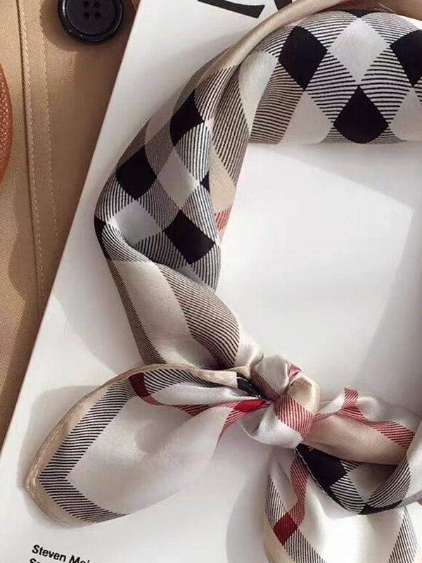 Écharpe carrée vintage, à carreaux