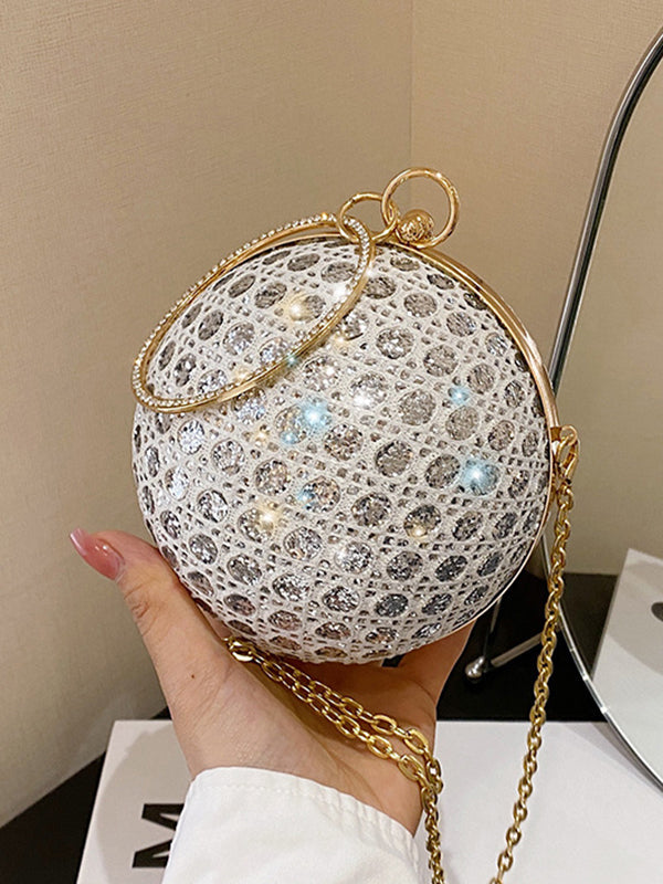 Sac à main géométrique brillant à chaîne, à strass