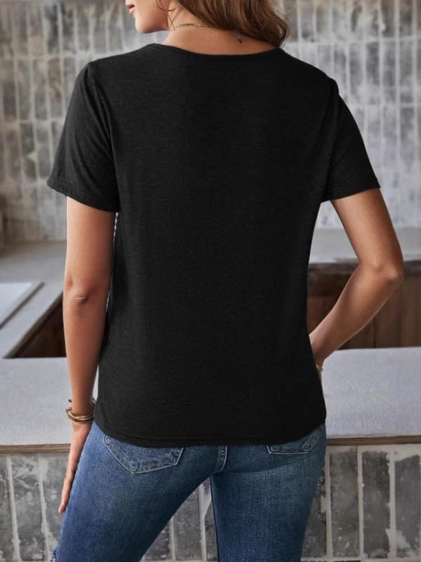 T-shirt ample rayé à manches courtes, à empiècements, à col rond