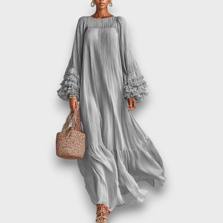 Elviana – Robe maxi plissée en chiffon