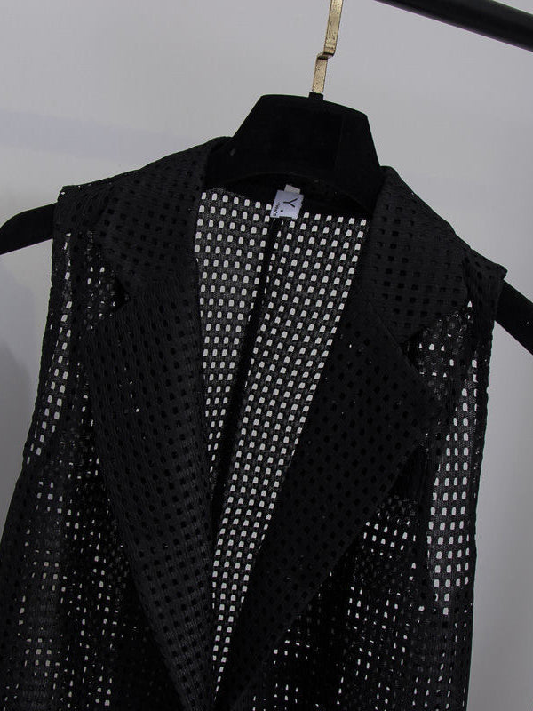 Original Simple décontracté couleur unie gilet creux vêtements d'extérieur