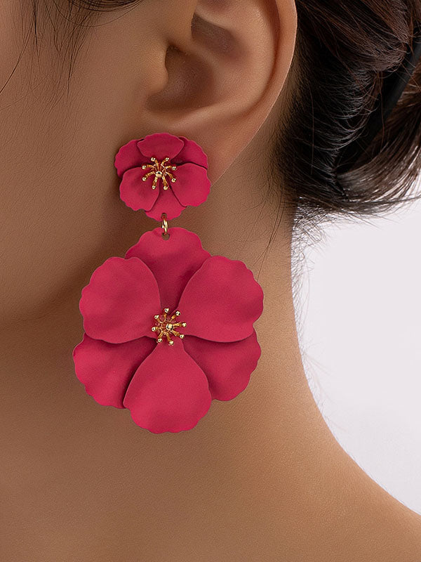 Parure boucles d'oreilles pendantes et boucles d'oreilles en forme de fleur