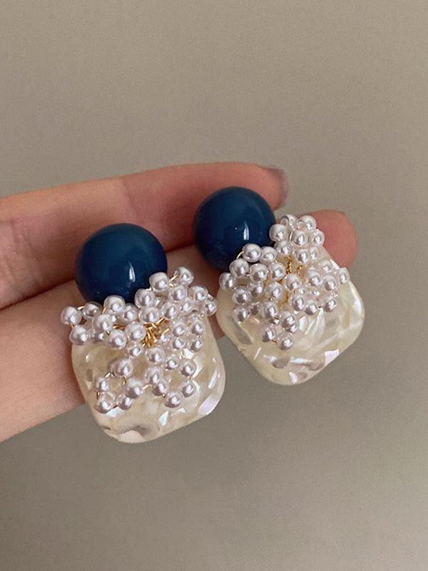 Accessoires de boucles d'oreilles géométriques en perles d'imitation