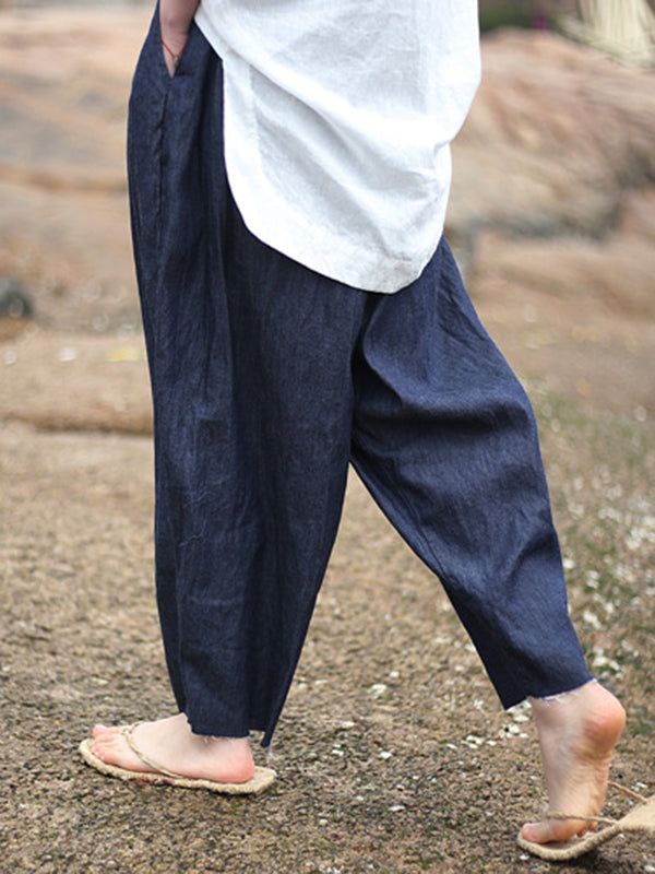 Pantalon en jean à jambes larges de couleur denim ample vintage