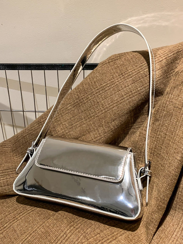 Sac à main géométrique à fermeture éclair, couleur unie