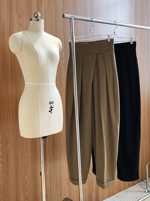 Pantalon de costume ample à jambe large et velcro