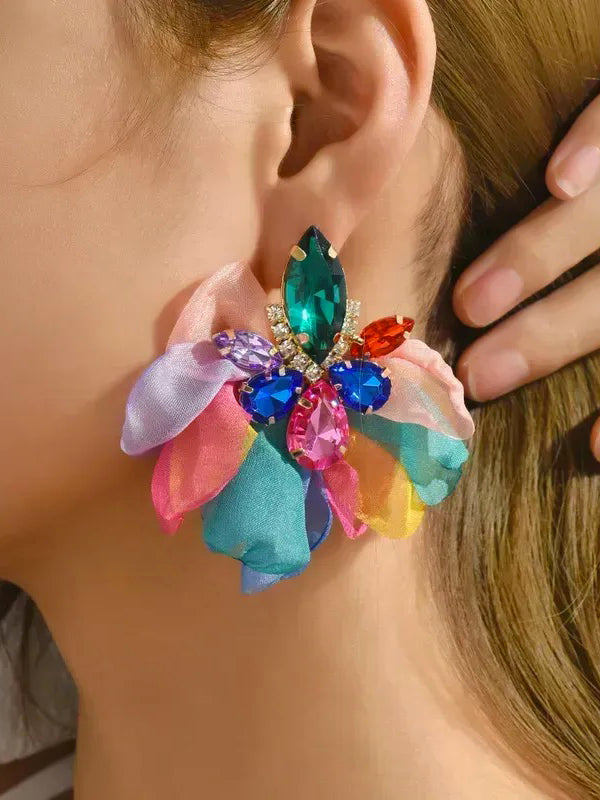 Boucles d'oreilles pendantes en forme de fleur